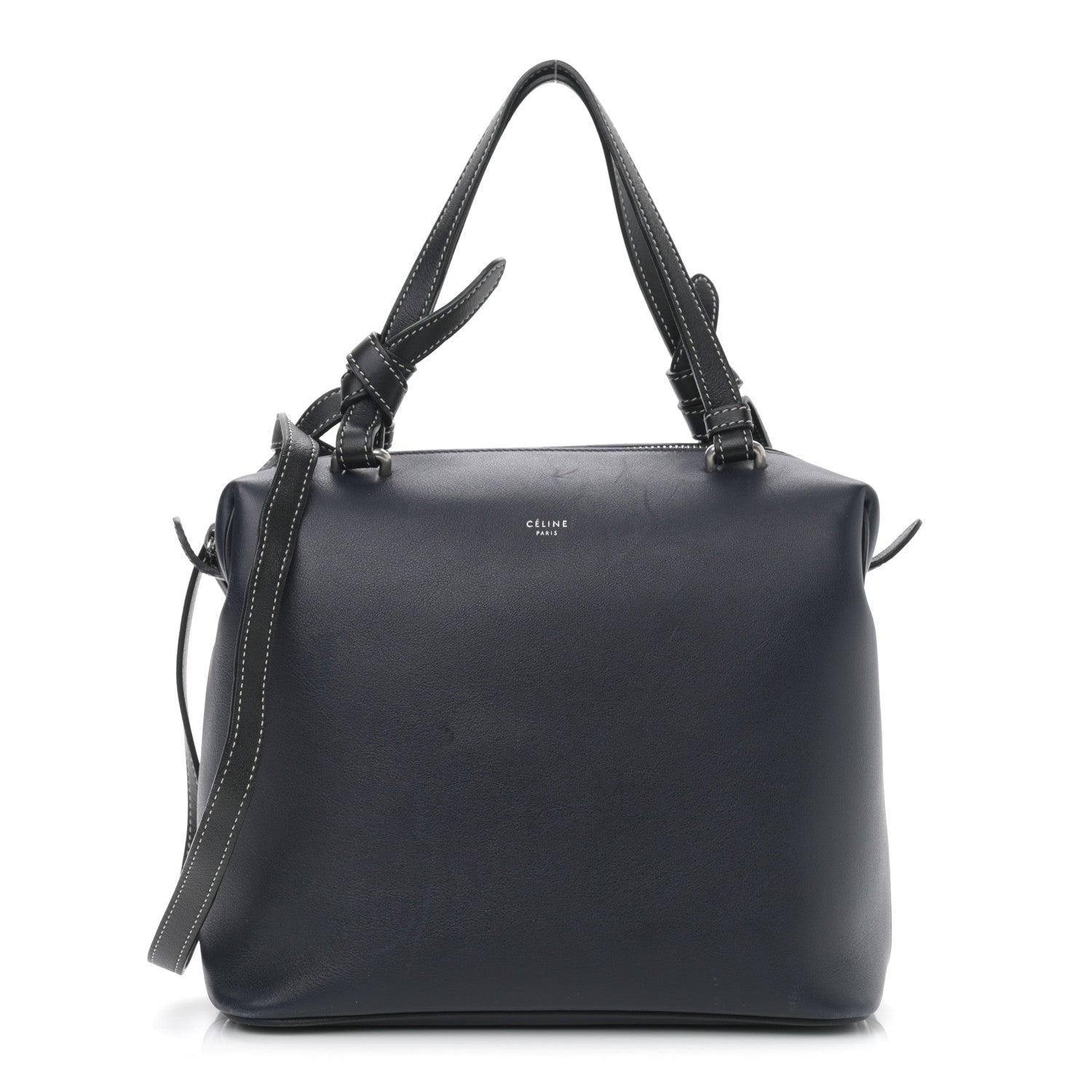 Celine Lambskin Small Soft Cube Satchel Navy 1 of 10