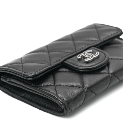 Chanel Lambskin Quilted Glitter CC Flap Card Holder Wallet Black 10 of 12
