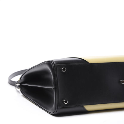 Gucci Smooth Calfskin Diagonal Striped Medium Zumi Top Handle Bag Black Beige 9 of 12