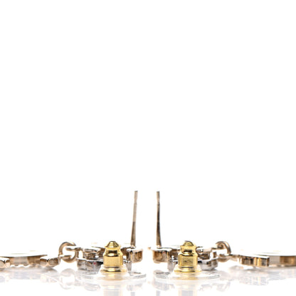 Chanel Crystal Pearl Double CC Drop Earrings Gold Silver 3 of 4