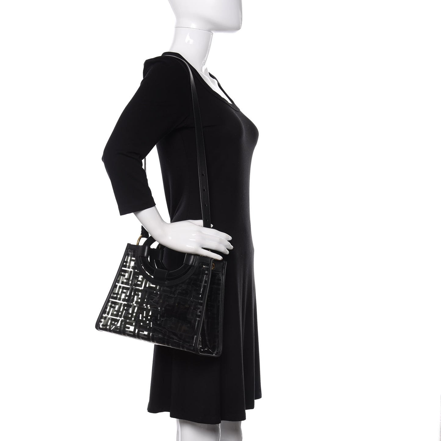 TPU FF Vitello Century Plexiglass Small Runaway Shopper Tote Black