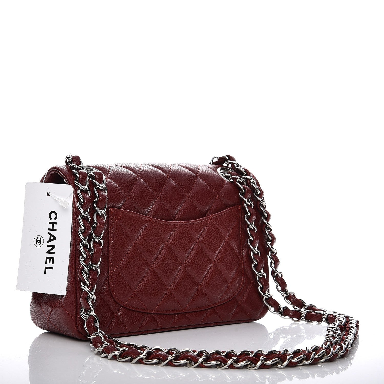 Chanel Caviar Quilted Mini Rectangular Flap Dark Red 3 of 8