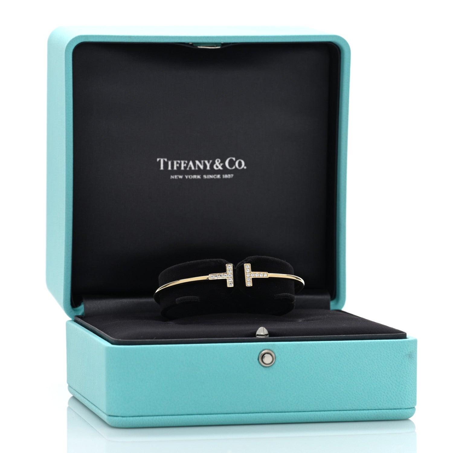Tiffany 18K Yellow Gold Diamond T Wire Bracelet 4 of 4
