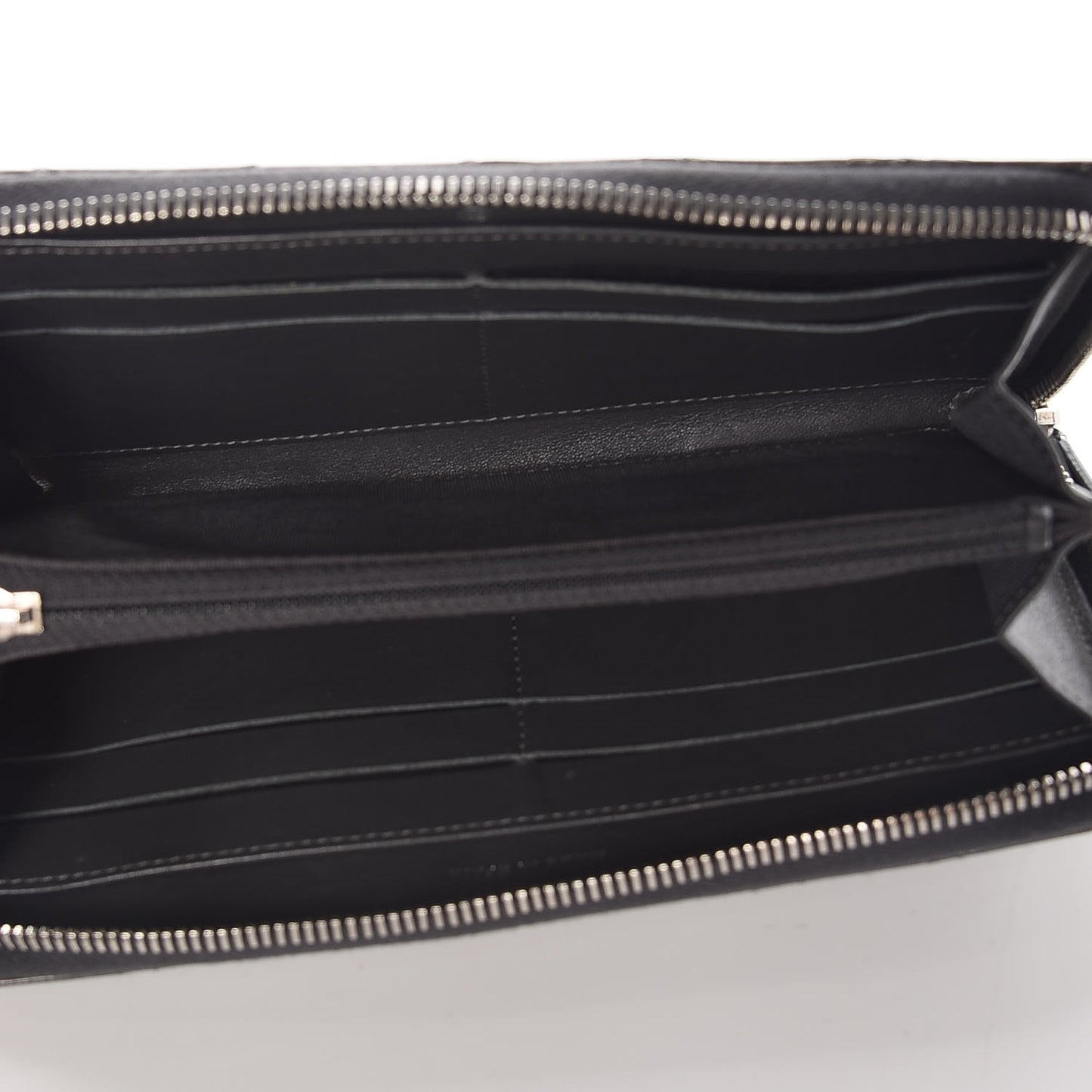 Striated Patent Zip Around Wallet Dark Grey
