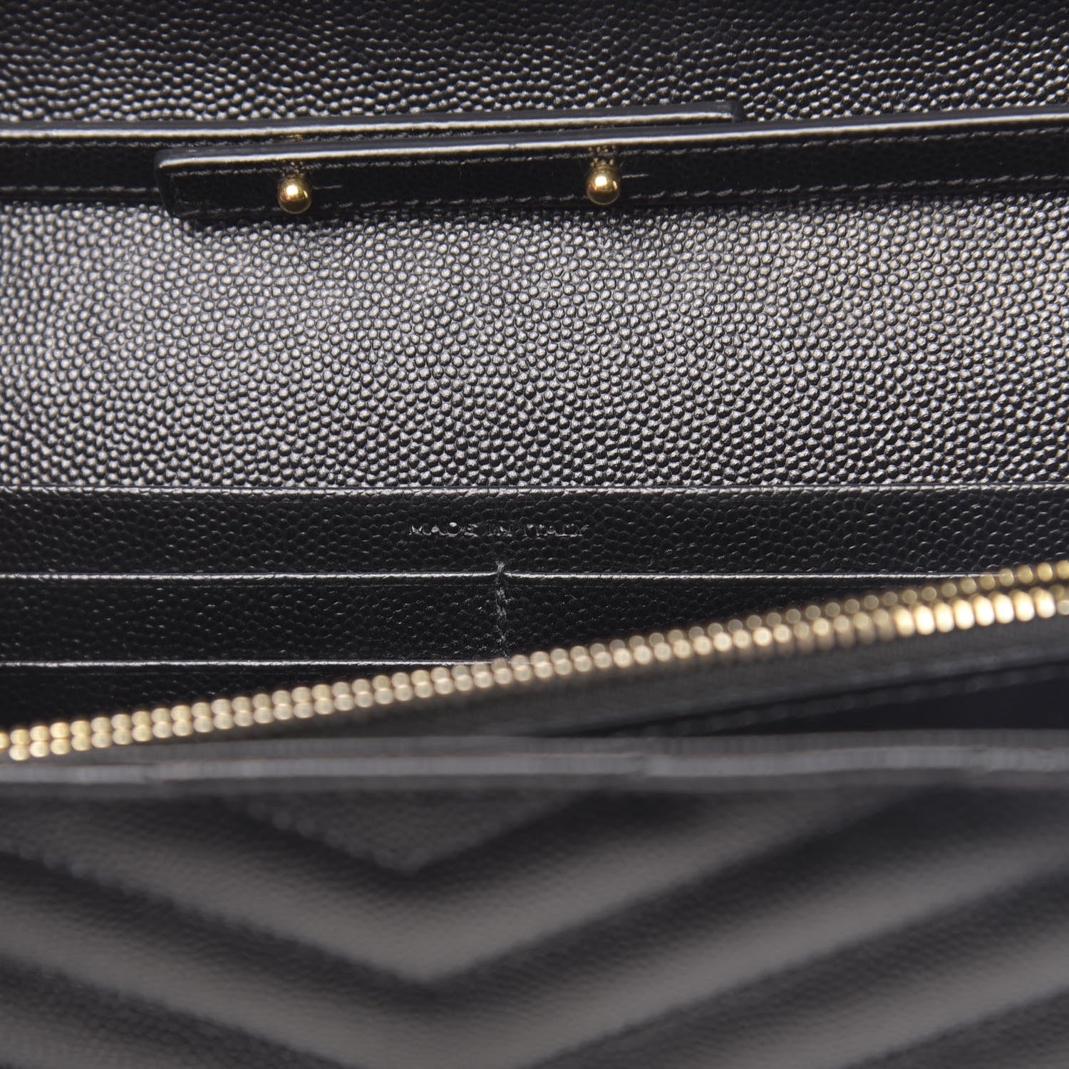 Saint Laurent Grain De Poudre Matelasse Chevron Monogram Chain Wallet Black 6 of 14
