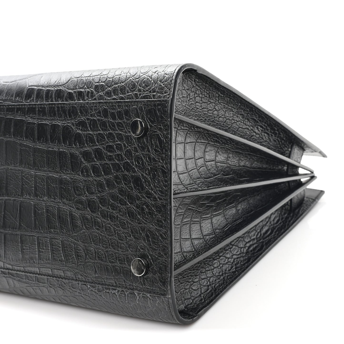 Calfskin Crocodile Embossed Large Sac De Jour Carryall Black