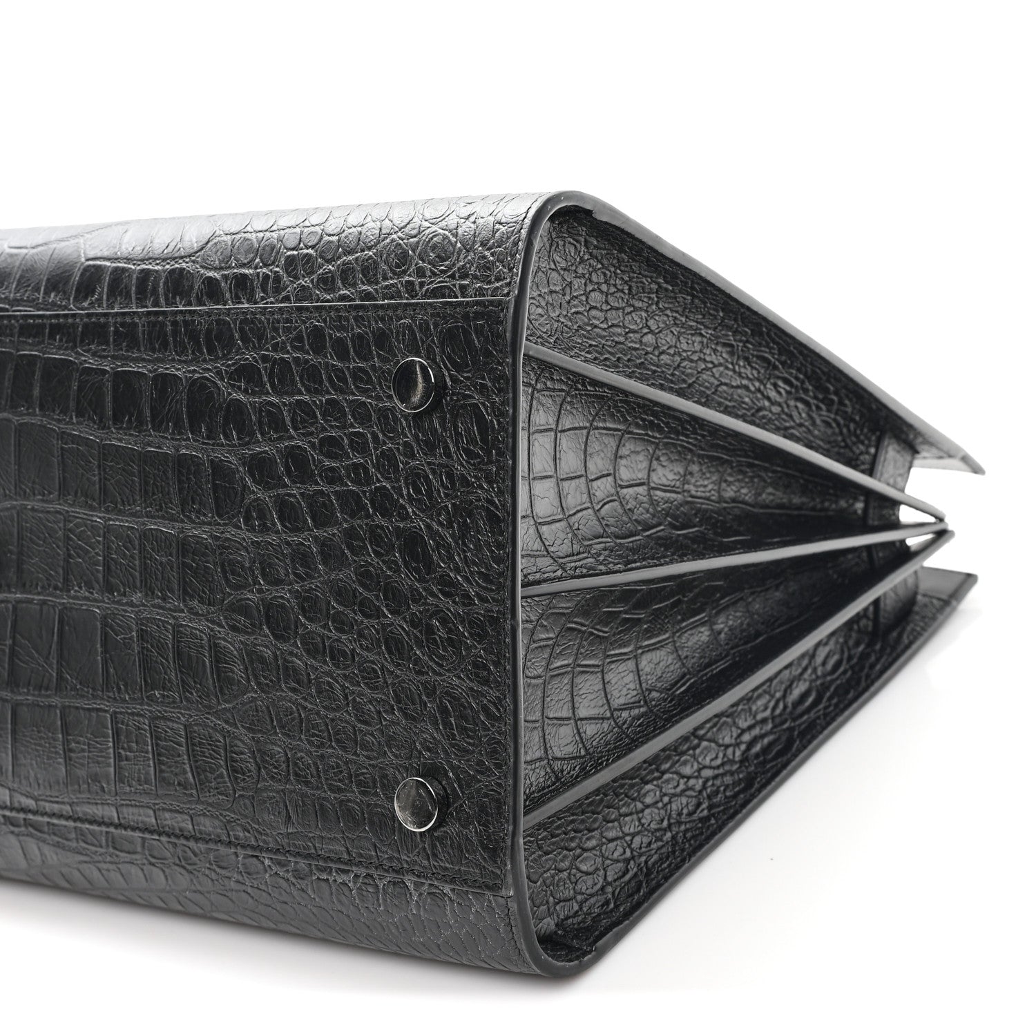 Saint Laurent Calfskin Crocodile Embossed Large Sac De Jour Carryall Black 10 of 12