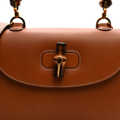 Gucci Tritone Calfskin Web Medium Bamboo 1947 Top Handle Bag Harness Brown 7 of 9