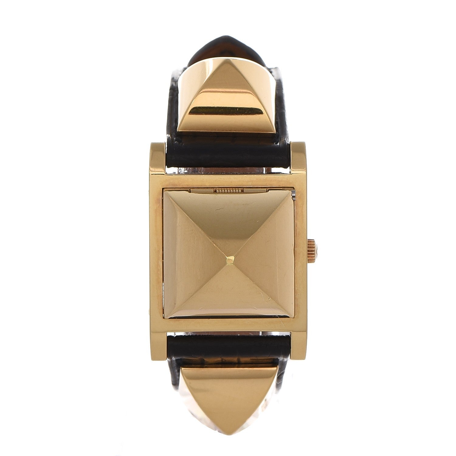 Hermes Stainless Steel Alligator 23mm Medor Quartz Watch Noir 1 of 7
