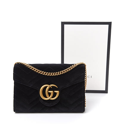 Gucci Velvet Matelasse GG Marmont Chain Wallet Black 11 of 11