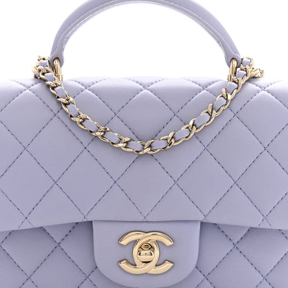 Chanel Lambskin Quilted Mini Top Handle Rectangular Flap Light Purple 8 of 10