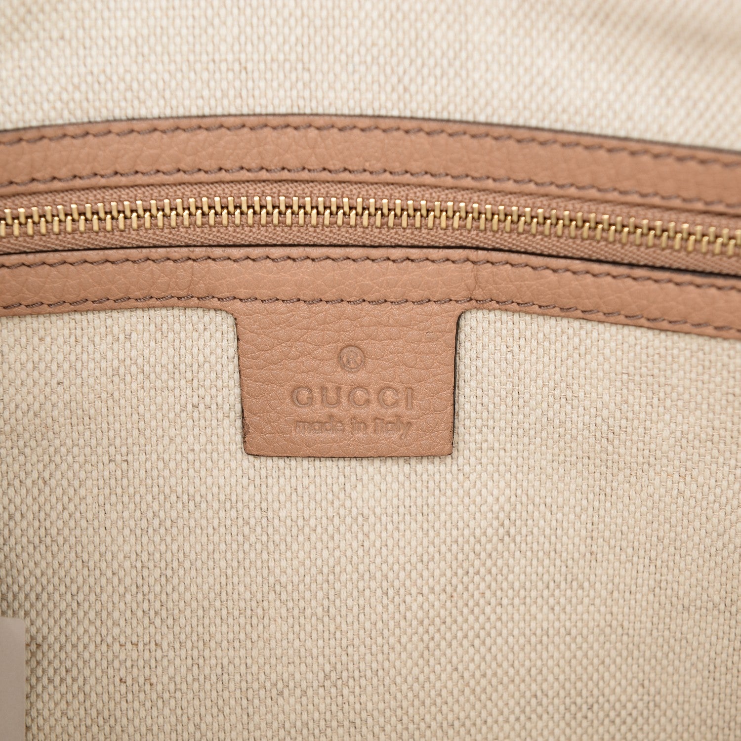 Gucci Pebbled Calfskin Small Soho Top Handle Bag Camelia 6 of 8