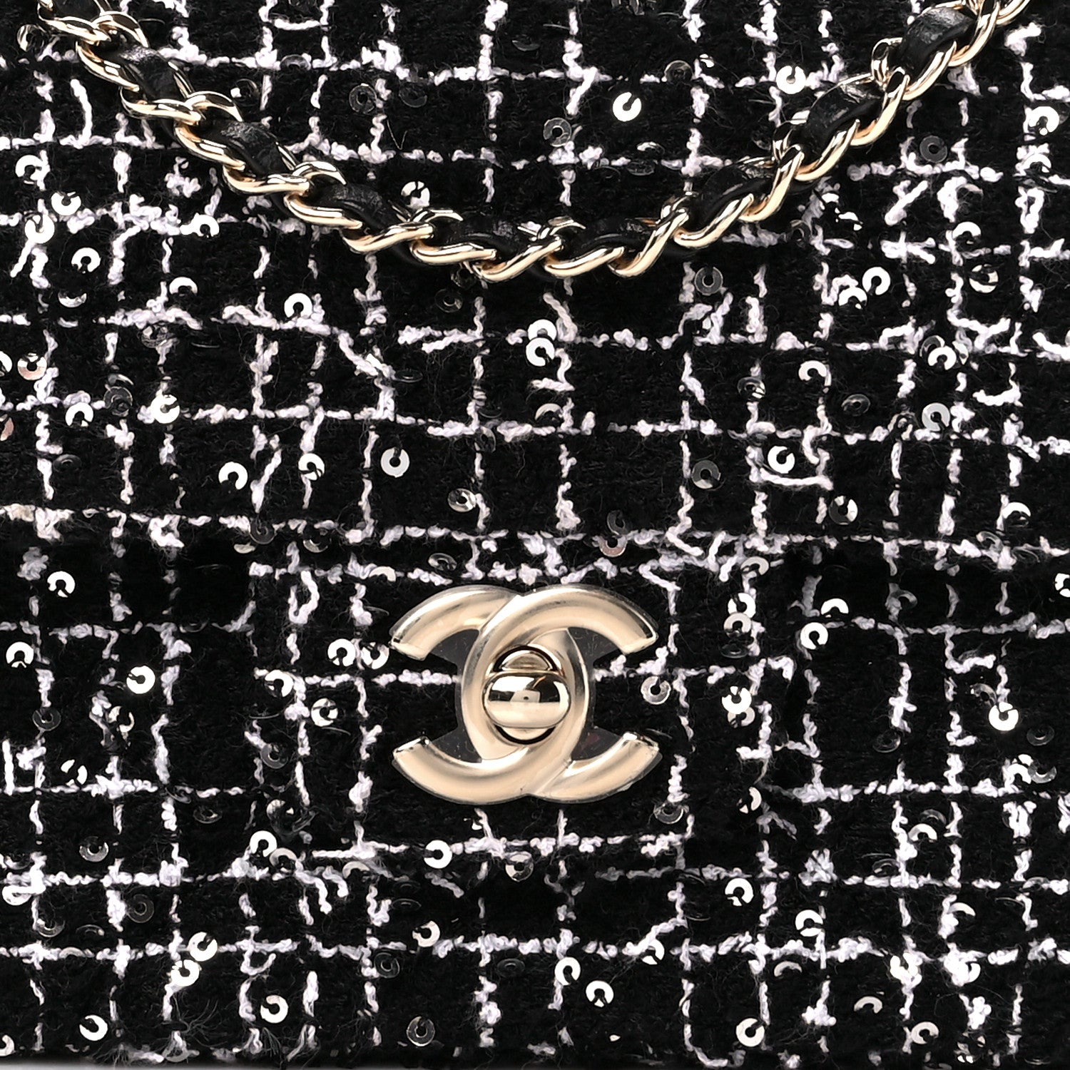 Chanel Tweed Quilted Mini Top Handle Rectangular Flap Black White 9 of 13