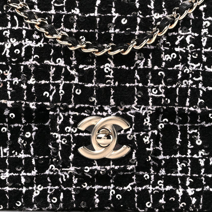 Chanel Tweed Quilted Mini Top Handle Rectangular Flap Black White 9 of 13