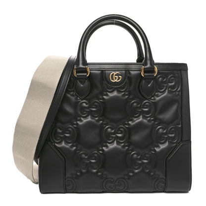 Gucci Calfskin GG Matelasse Small Tote Bag Black Natural 1 of 10