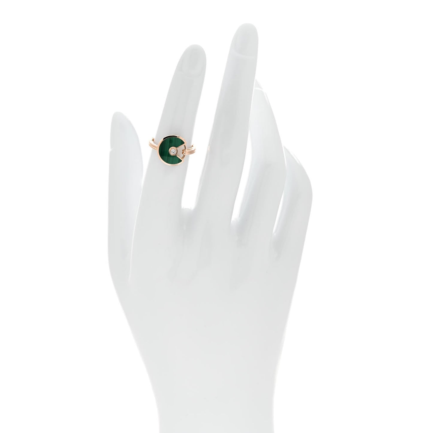 18K Pink Gold Diamond Malachite XS Amulette de Cartier Ring 49 5