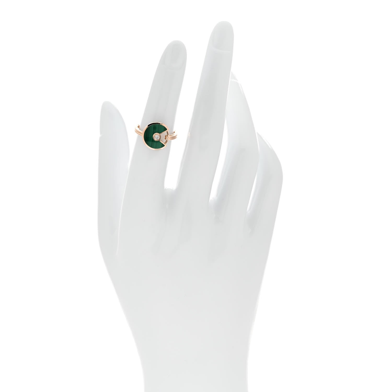 Cartier 18K Pink Gold Diamond Malachite XS Amulette de Cartier Ring 49 5 2 of 6