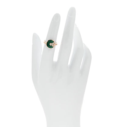 Cartier 18K Pink Gold Diamond Malachite XS Amulette de Cartier Ring 49 5 2 of 6