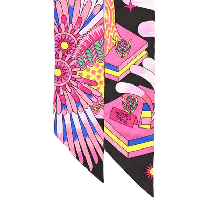 Hermes Silk La Source de Pegase Twilly Ebene Rose Vif Jaune Vif 3 of 3