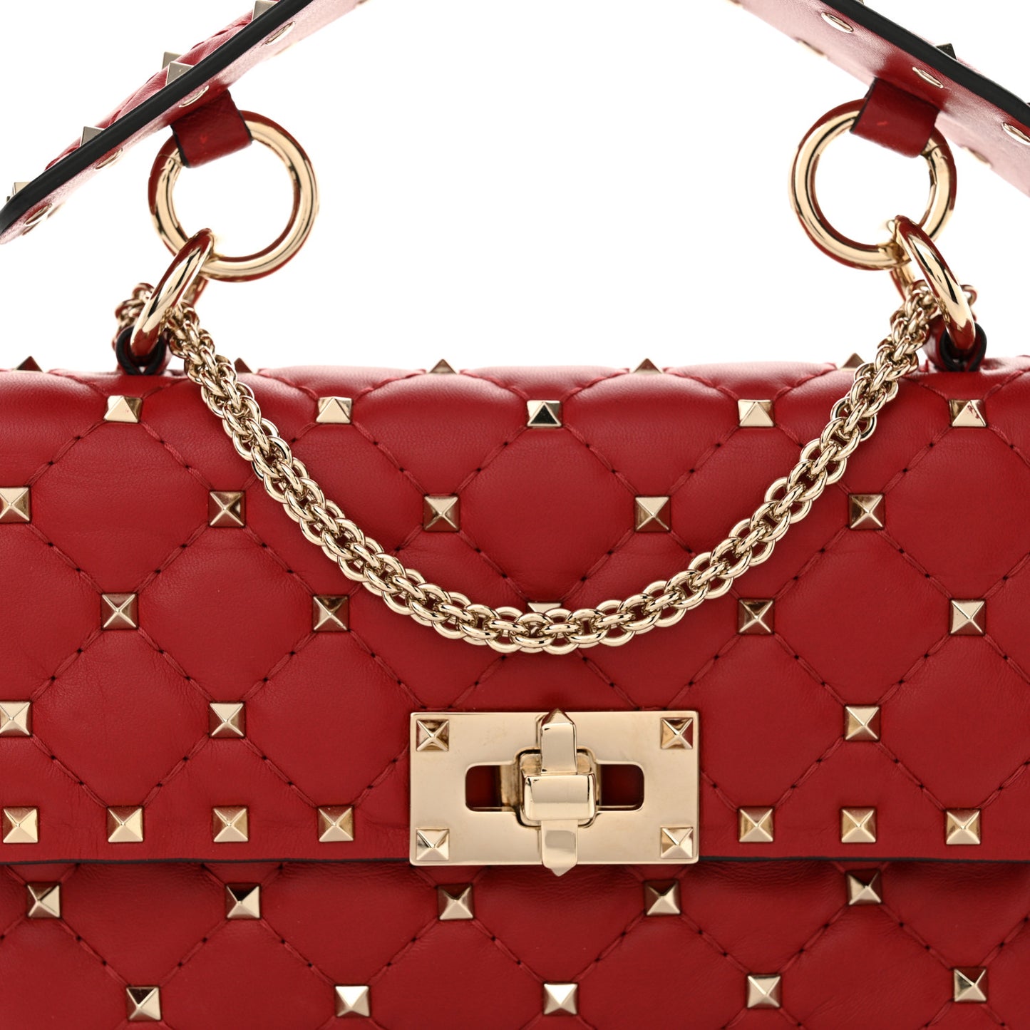 Nappa Small Rockstud Spike Shoulder Bag Rosso Valentino