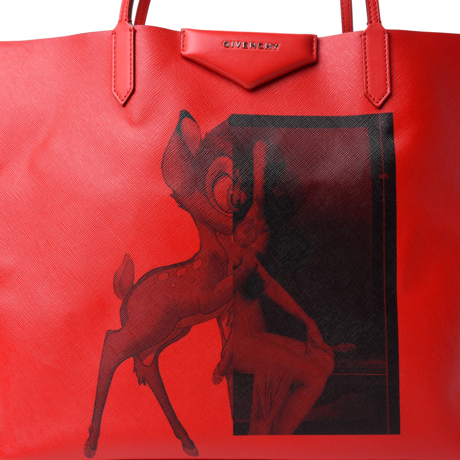 Givenchy Textured Coated Canvas Large Bambi Print Antigona Tote Red 11 of 11
