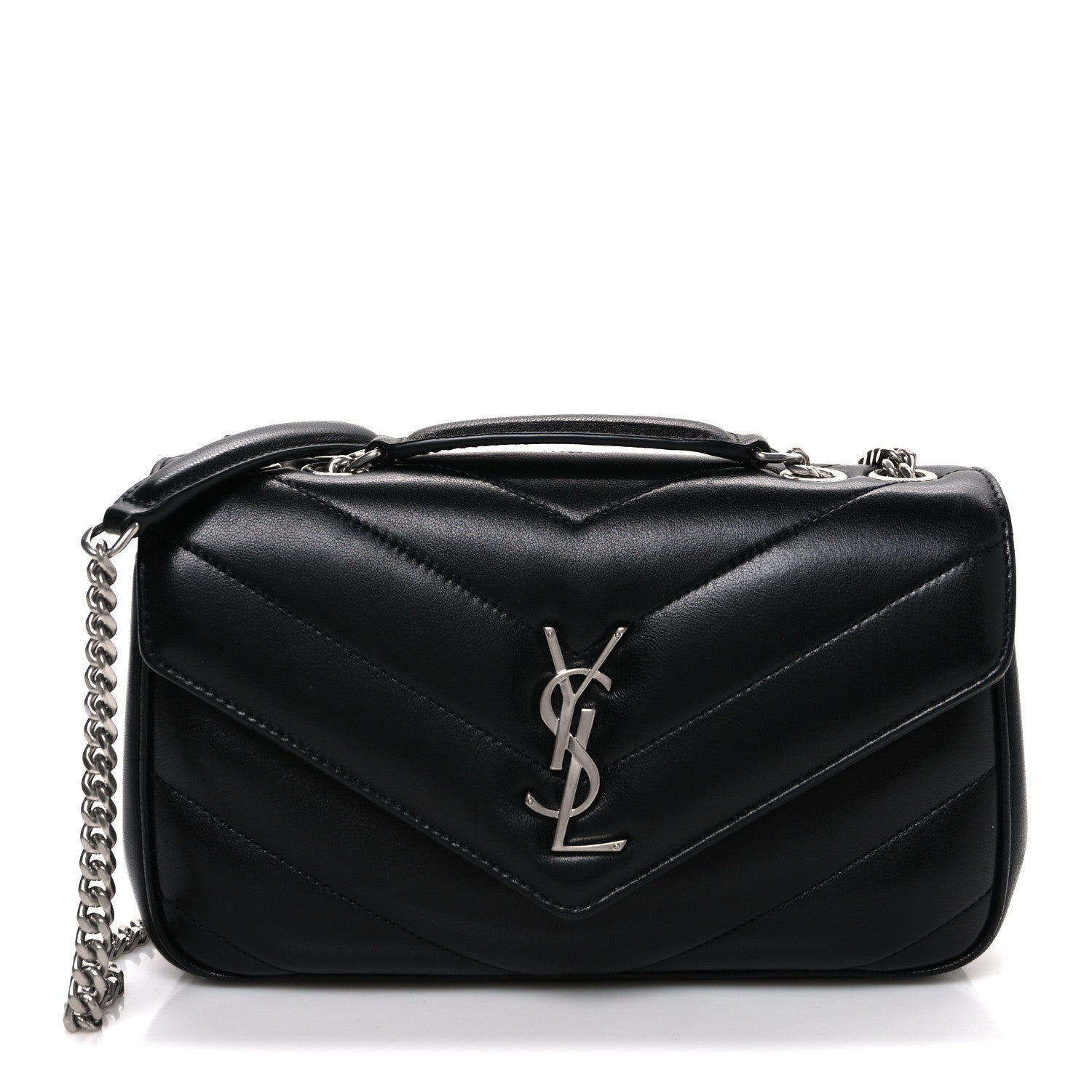 Saint Laurent Lambskin Chevron Quilted Small LouLou Black 1 of 11