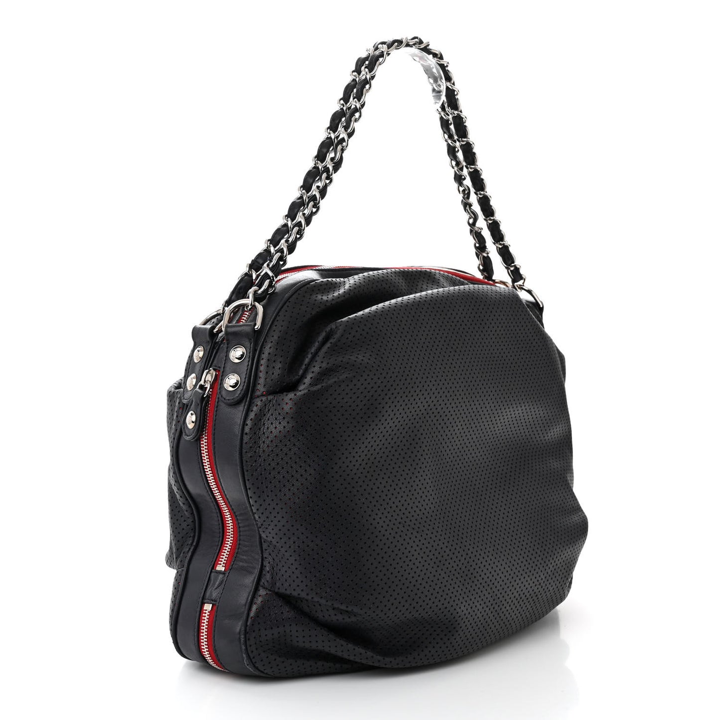 Lambskin Perforated Baseball Spirit Ligne Bag Navy