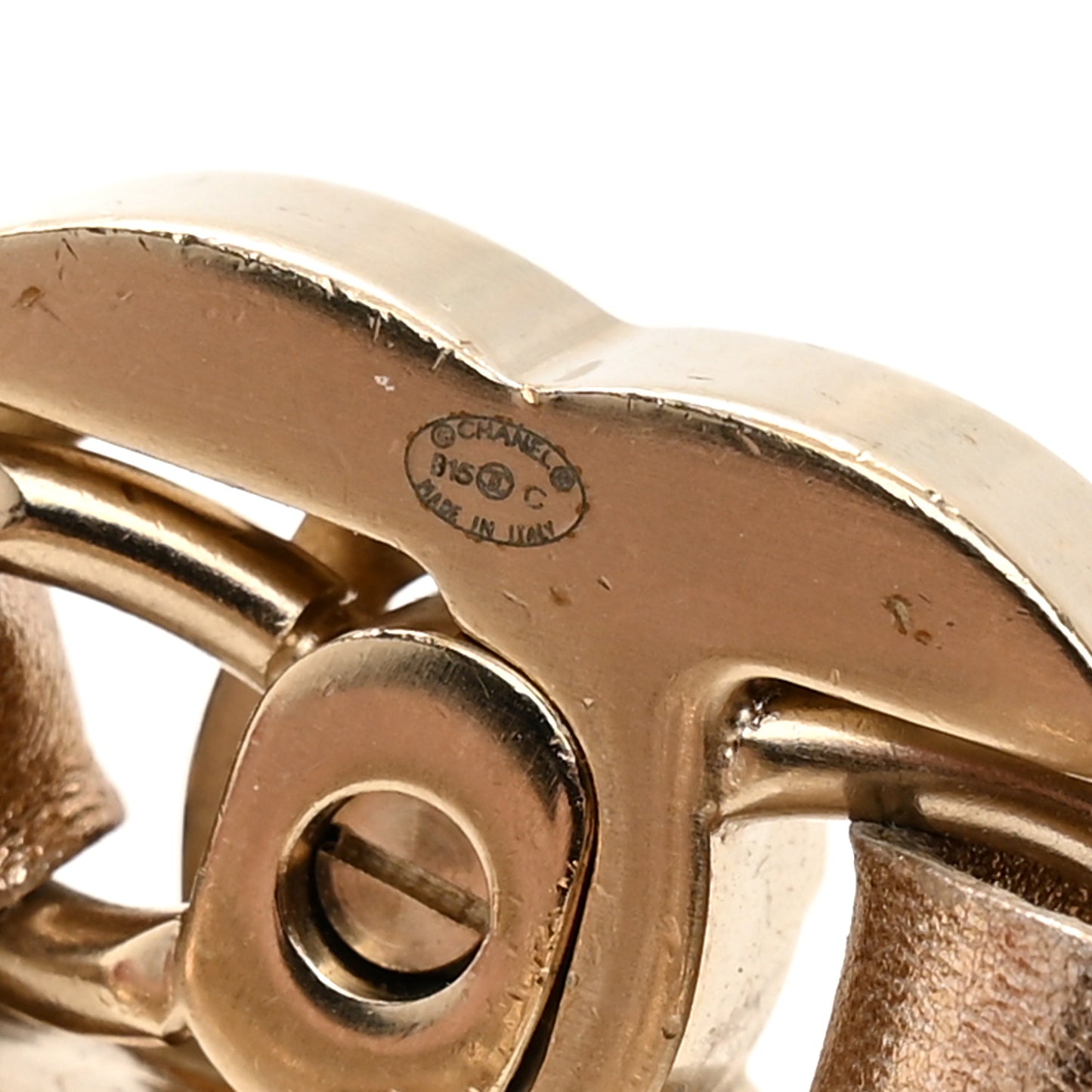 Metallic Lambskin CC Turnlock Chain Belt Gold