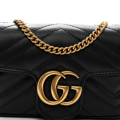 Gucci Calfskin Matelasse Super Mini GG Marmont Shoulder Bag Black 8 of 10