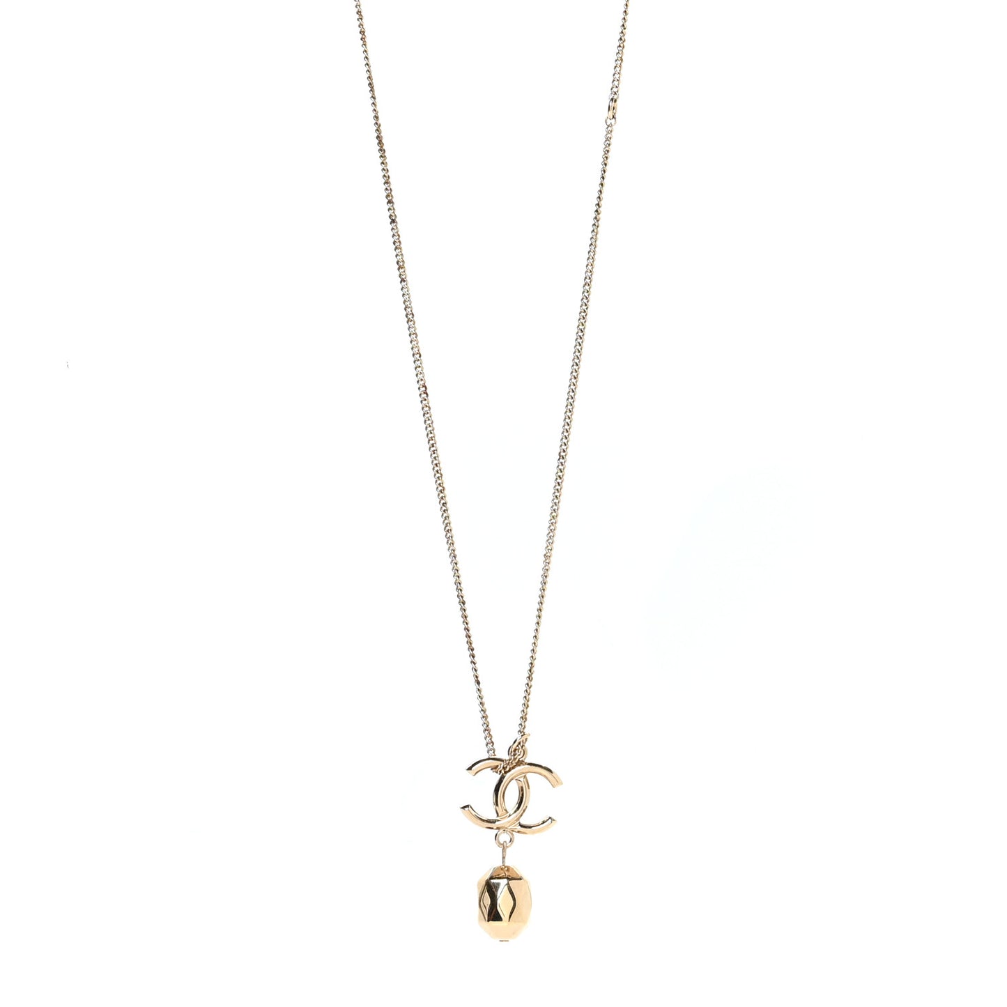 Metal Bead CC Drop CC Pendant Necklace Gold