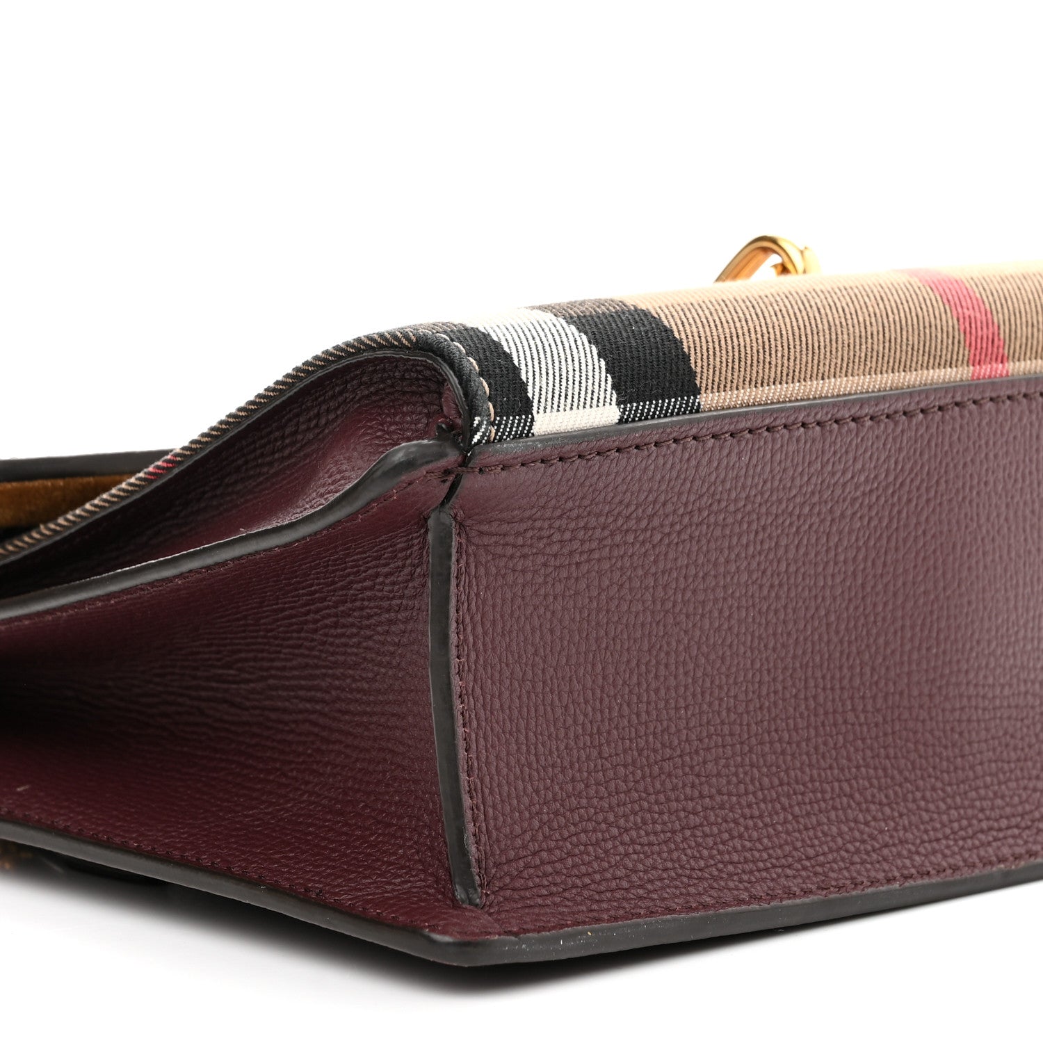 Burberry Derby Calfskin House Check Small Macken Crossbody Bag Mahogany Red 10 of 16