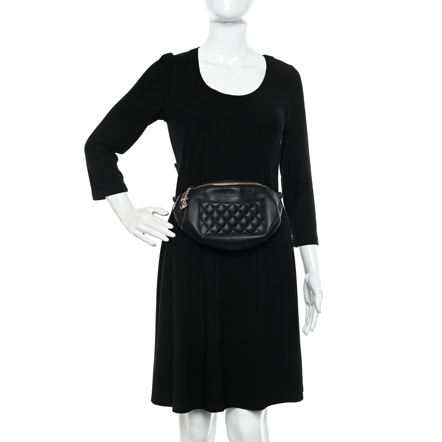 Chanel Lambskin Quilted Waist Bag Fanny Pack Black 2 of 12