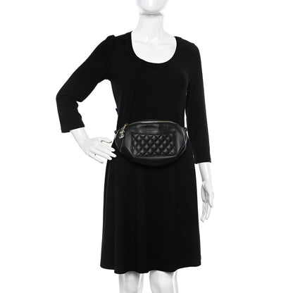 Chanel Lambskin Quilted Waist Bag Fanny Pack Black 2 of 12