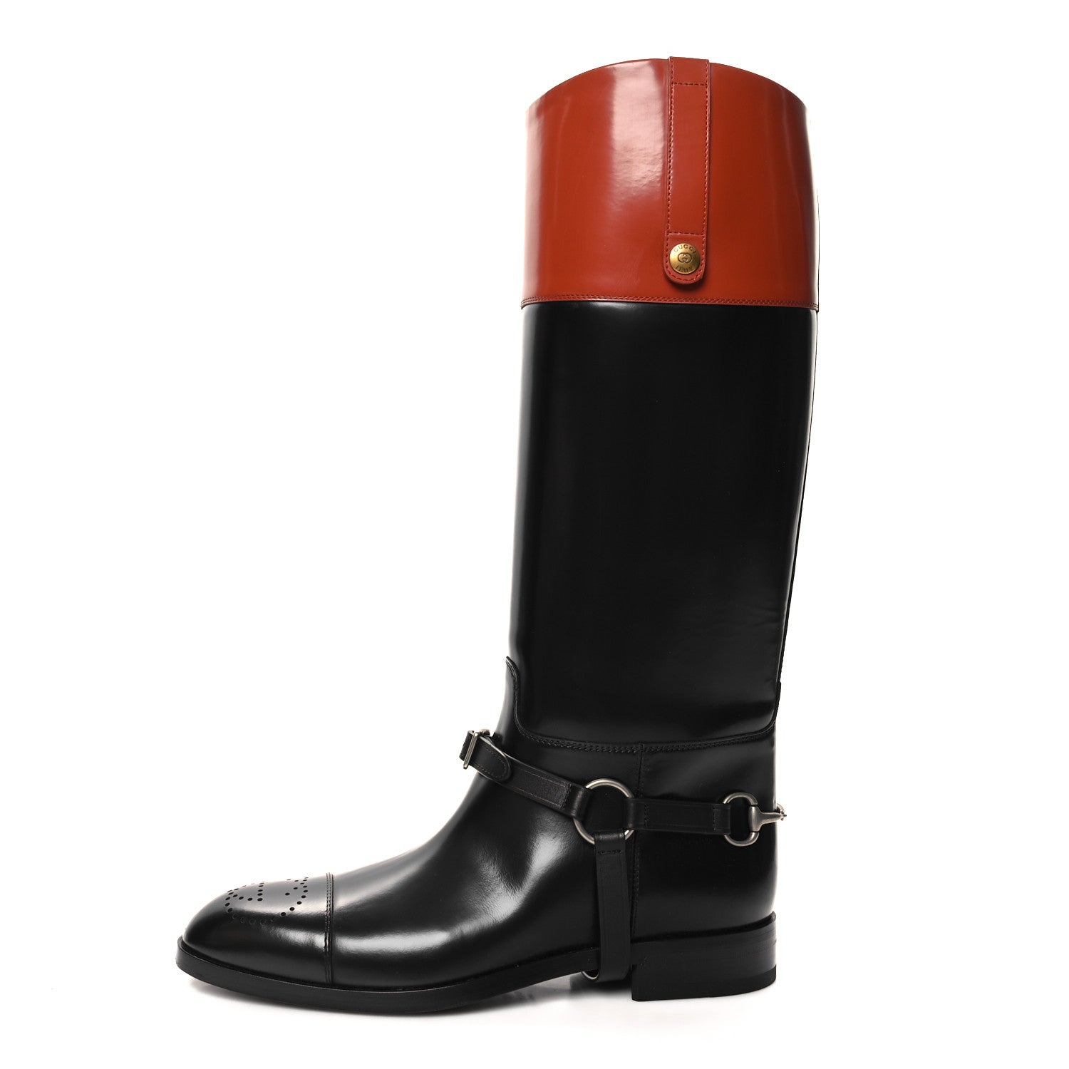 Gucci Cordovan Lux Mens Zelda Harness Riding Boots 10 Black Amber Honey 1 of 7