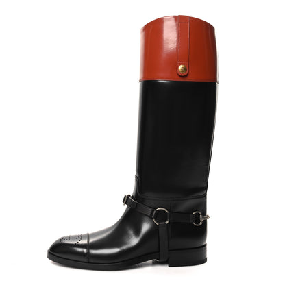 Gucci Cordovan Lux Mens Zelda Harness Riding Boots 10 Black Amber Honey 1 of 7