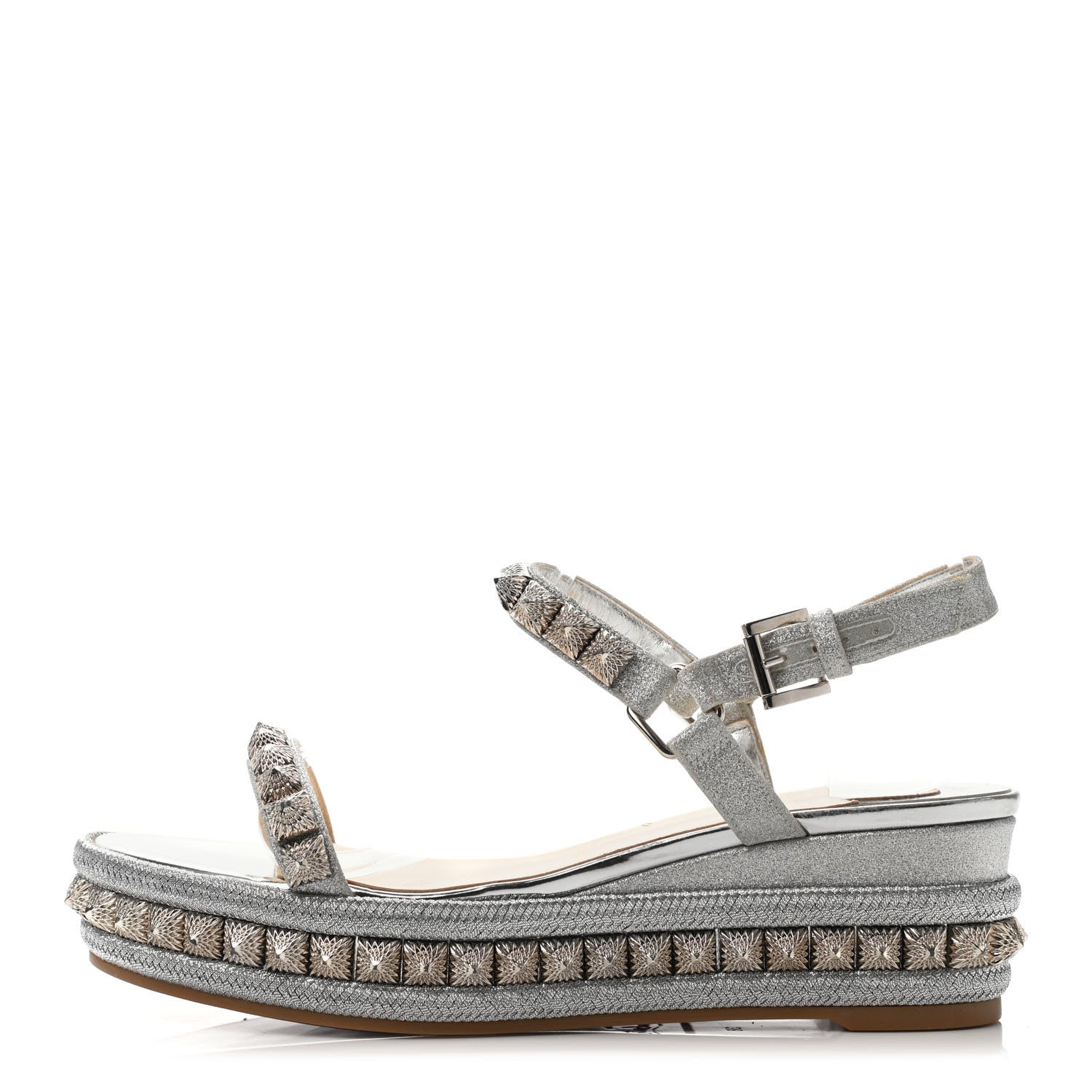 Christian Louboutin Glitter Pira Ryad 60 Platform Sandals 38 Silver 1 of 4