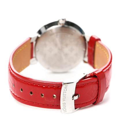 Louis Vuitton Stainless Steel Vernis Diamond 28mm Tambour Quartz Watch Red 4 of 5