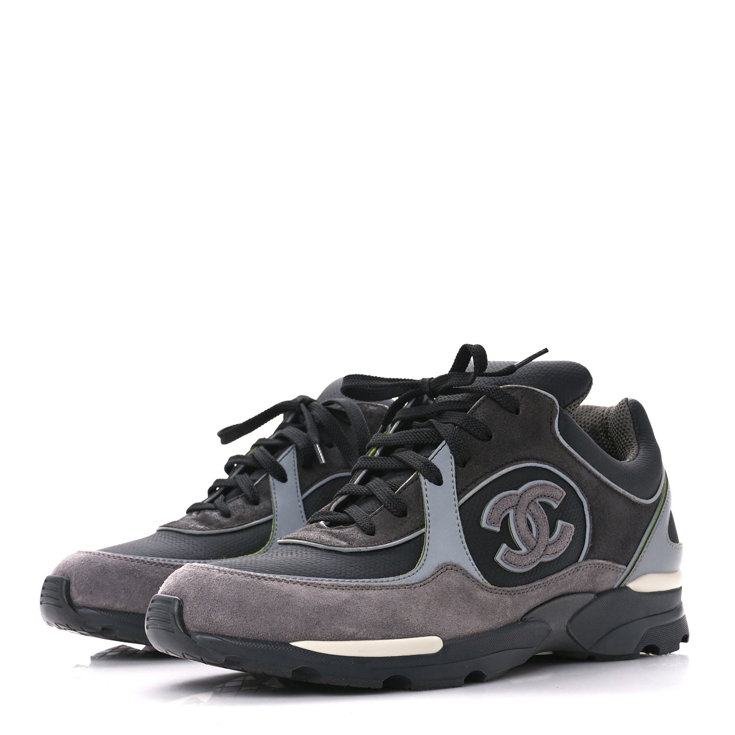 Calfskin Suede CC Sneakers 40 Black Grey