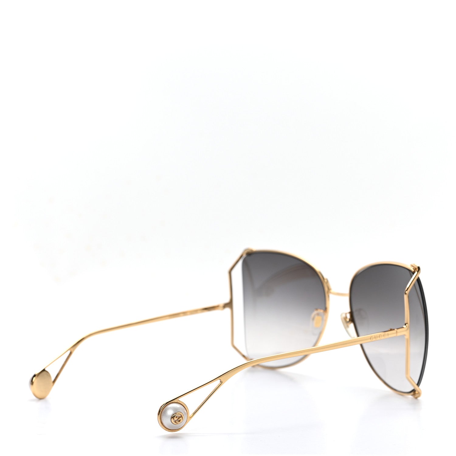 Gucci Oversized Round Sunglasses GG0252S Gold 4 of 7