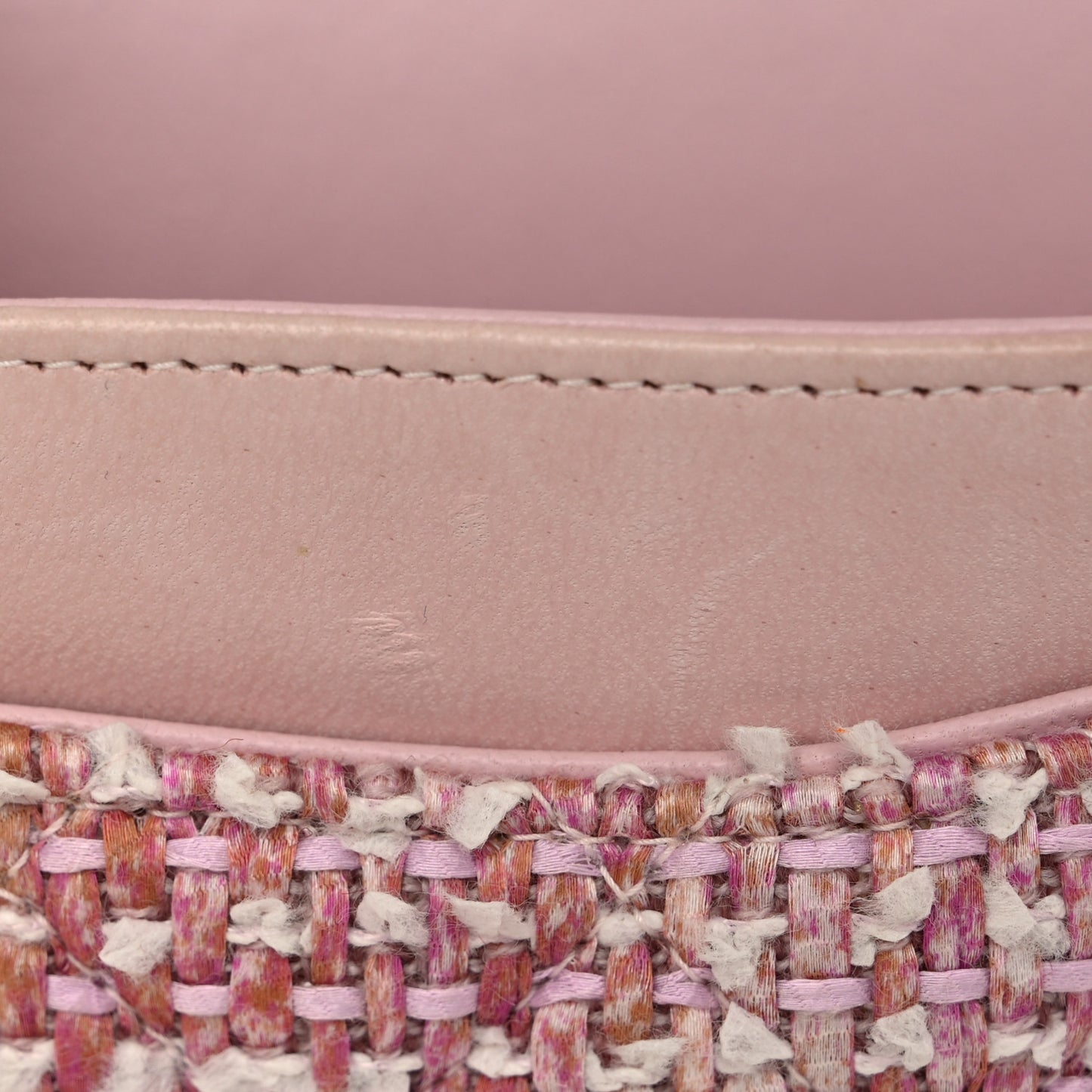 Tweed Quilted Medium Double Flap Light Pink