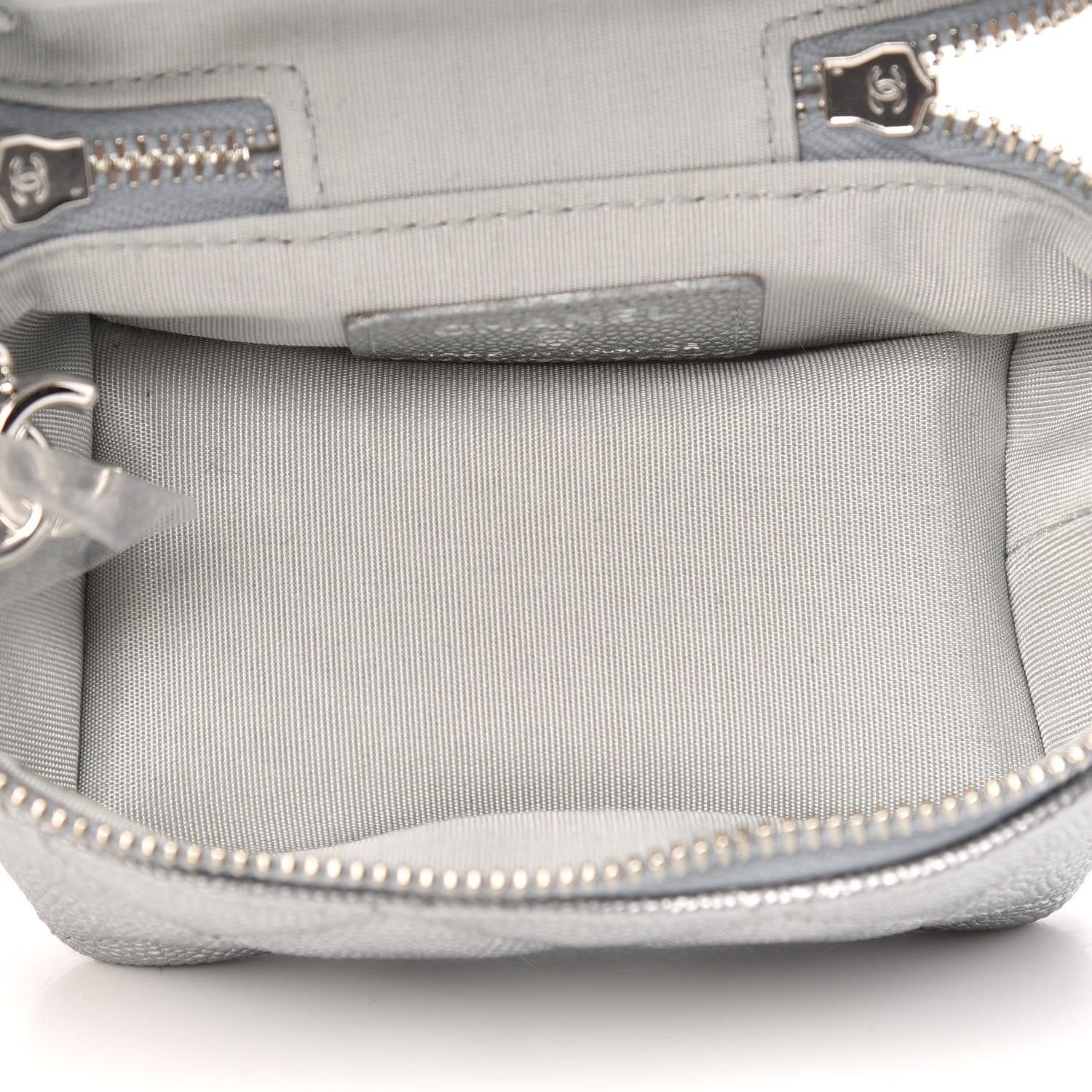 Chanel Metallic Caviar Quilted Mini Top Handle Vanity With Chain Silver 5 of 9