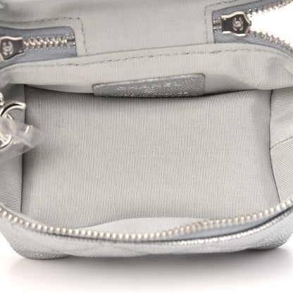 Chanel Metallic Caviar Quilted Mini Top Handle Vanity With Chain Silver 5 of 9