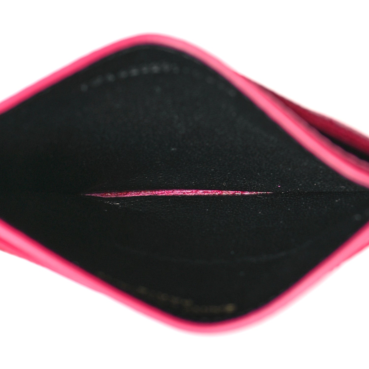Saint Laurent Grain De Poudre Matelasse Chevron Monogram Credit Card Case Fresh Fuxia 5 of 11