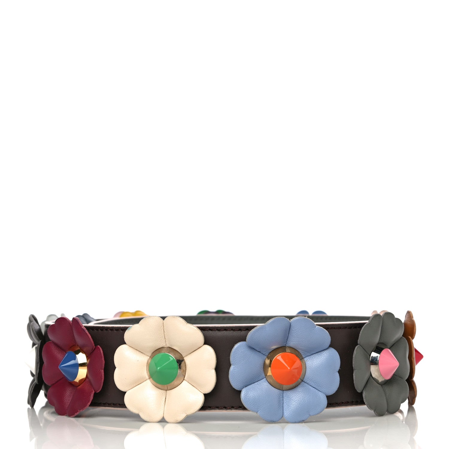 Fendi Vitello Dolce Flowerland Studded Strap You Moresco Malachite 3 of 10