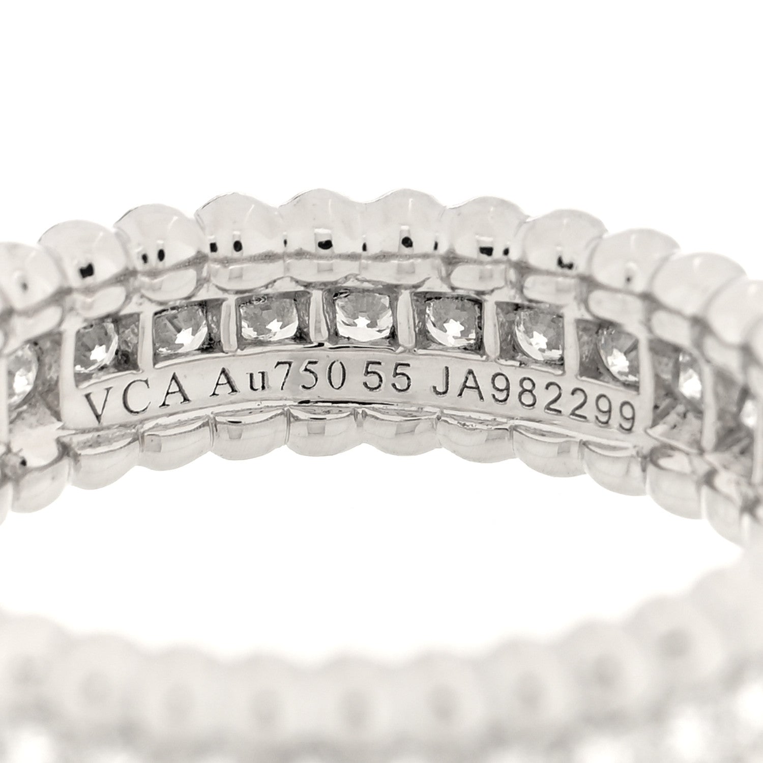 Van Cleef & Arpels 18K White Gold Diamond Perlee 1 Row Ring 55 7.25 4 of 4