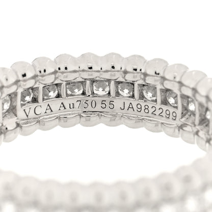 Van Cleef & Arpels 18K White Gold Diamond Perlee 1 Row Ring 55 7.25 4 of 4