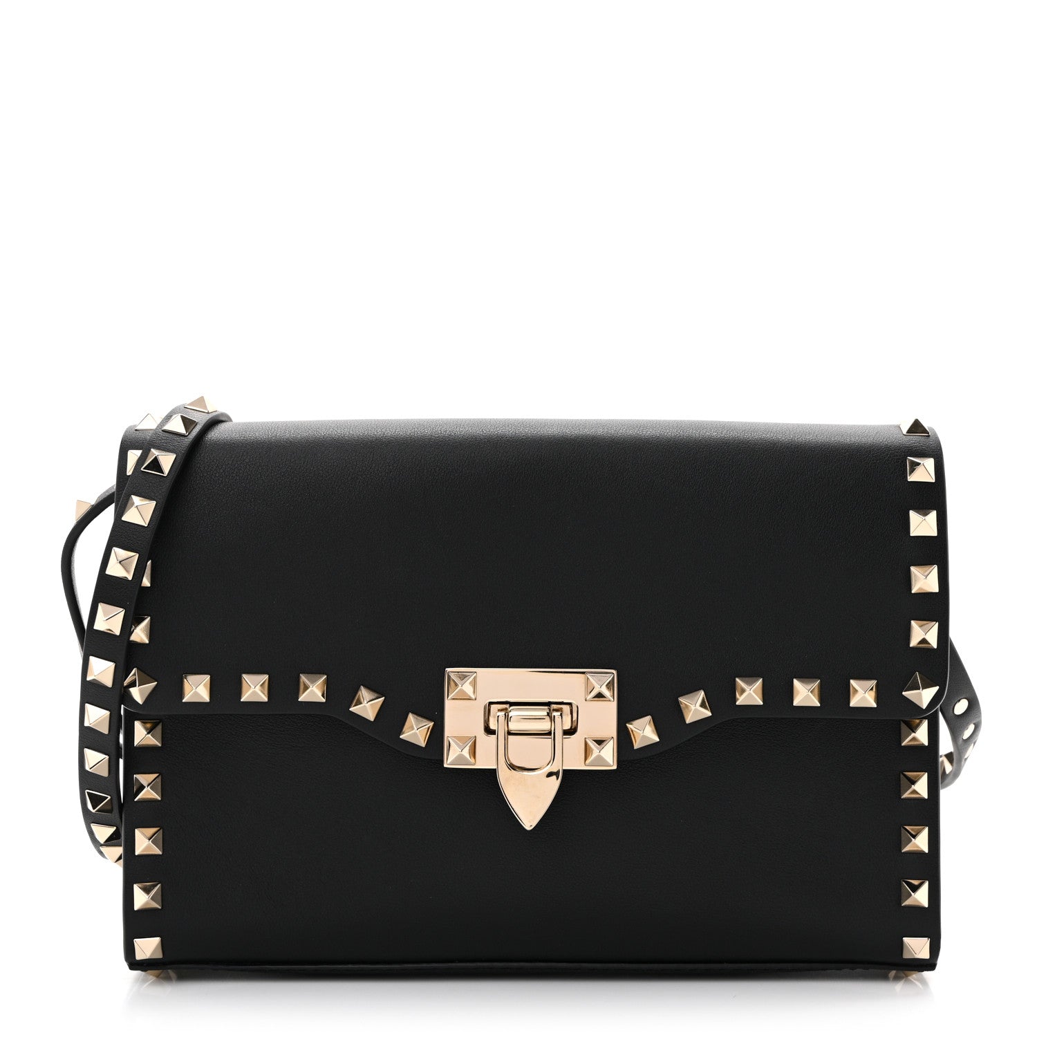 Valentino Garavani Vitello Medium Rockstud Flip Lock Crossbody Bag Black 1 of 10