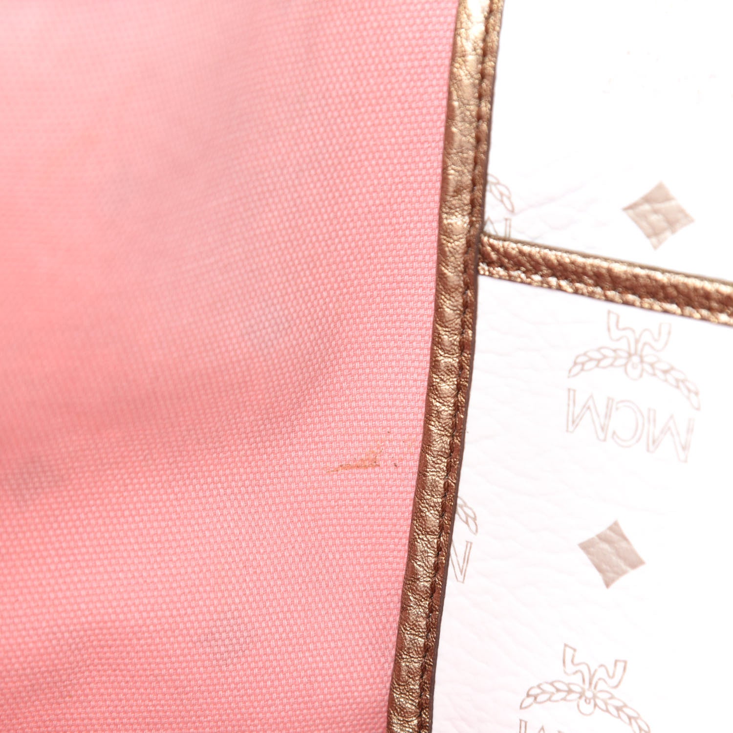 MCM Visetos Striped Shooping Tote White 11 of 14