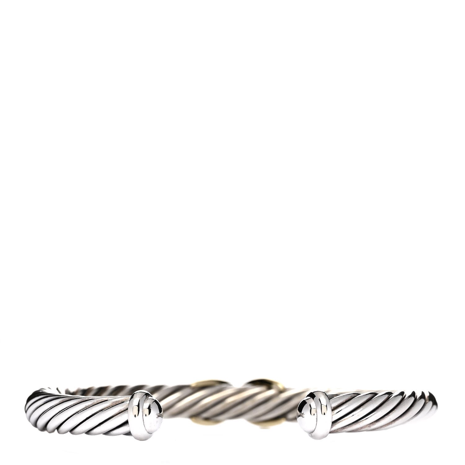 David Yurman Sterling Silver 14K Yellow Gold 7mm X Station Cable Bracelet 2 of 3