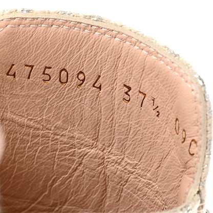 Gucci Canvas Lame GG Monogram Womens Princetown Slippers 37.5 Gardenia Silver 8 of 9